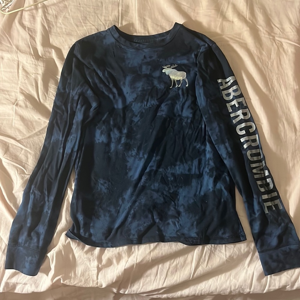 Abercrombie long sleeve tie dye navy blue/blue